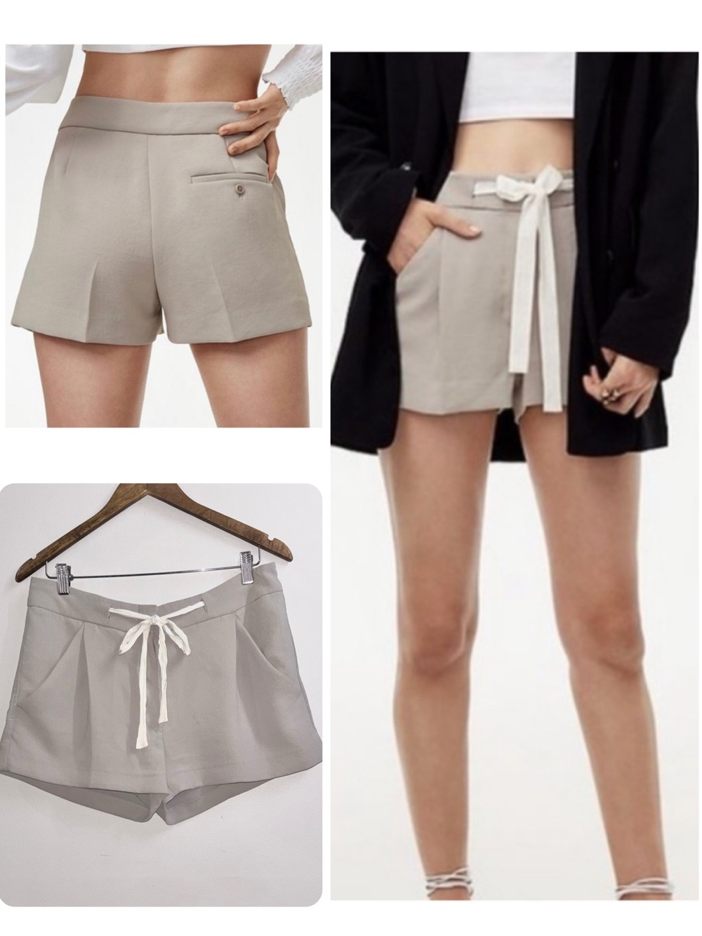 Aritzia Wilfred Exergue Shorts Ribbon Tie Front Crepe Grey Size 8